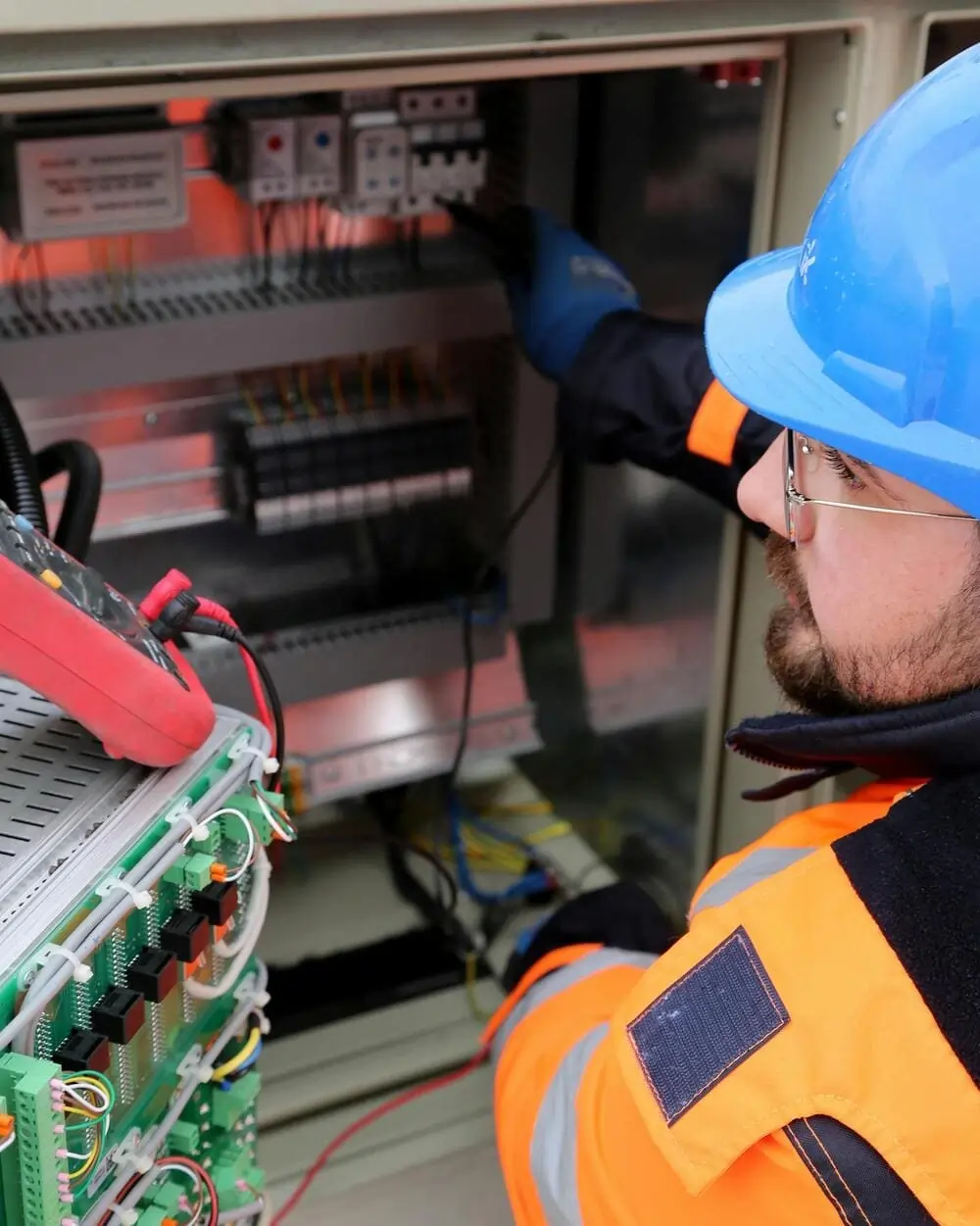Electrician Installing Storage System